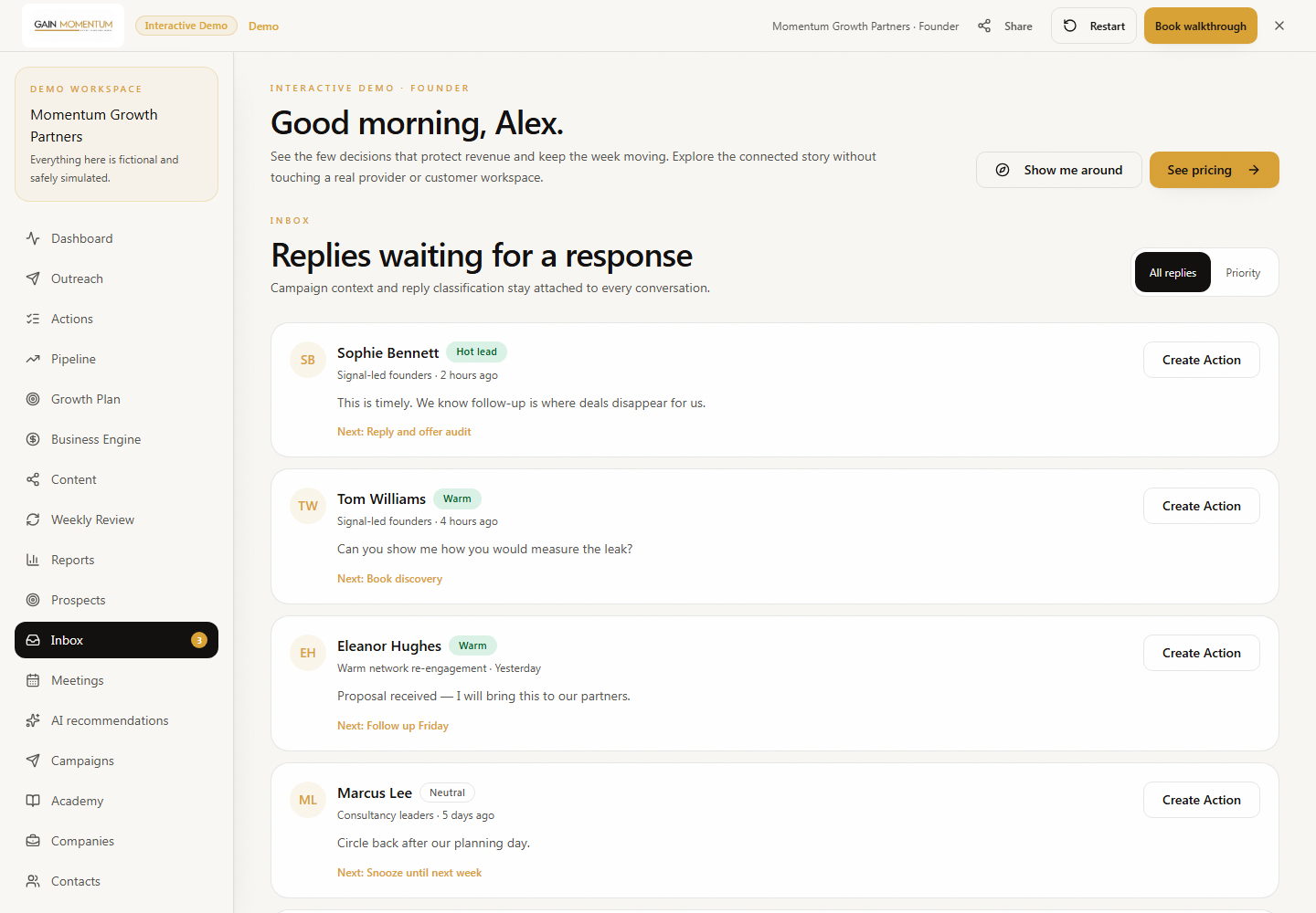 Manage replies: conversation classification and CRM actions